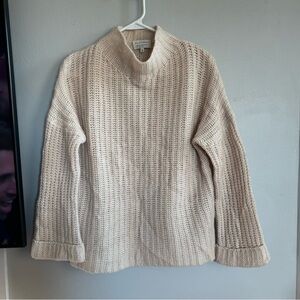 White and Warren Reclaimed Turtleneck Knit Sweater Cream M